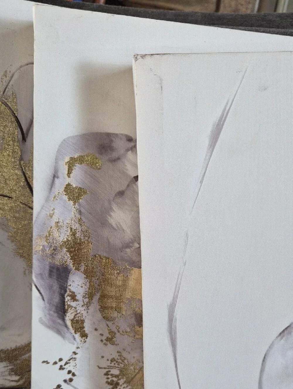 Neutral Floral Canvas Wall Art with Gold Accents